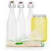 myFERMENTS - Kit Produzione Bevande Artigianali | Barattolo Vetro 2L | 3 Bottiglie Ermetiche 750ml | Imbuto e Mussola | Adatto per Birra, Liquori, Kombucha, Kefir | Trasparente, Vetro