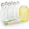 myFERMENTS - Kit Bevande Artigianali | Barattolo Vetro 4,25L | 6 Bottiglie Ermetiche 750ml | Birra, Liquori, Kombucha, Kefir | Imbuto e Mussola | Vetro