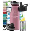 BeMaxx Bottiglia Acqua Termica INOX ACTIVE FLASK + Cannuccia (3 Tappi), Senza BPA, 1l/500ml | Borraccia Isotermica Acciaio - Caldo/Freddo, Ufficio Outdoor Sport Bicicletta viaggio fitness, Caffe Te
