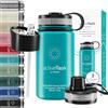 BeMaxx Bottiglia Acqua Termica INOX ACTIVE FLASK + Cannuccia (3 Tappi), Senza BPA, 1l/500ml | Borraccia Isotermica Acciaio - Caldo/Freddo, Ufficio Outdoor Sport Bicicletta viaggio fitness, Caffe Te