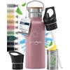 BeMaxx Bottiglia Acqua Termica INOX ACTIVE FLASK + Cannuccia (3 Tappi), Senza BPA, 1l/500ml | Borraccia Isotermica Acciaio - Caldo/Freddo, Ufficio Outdoor Sport Bicicletta viaggio fitness, Caffe Te