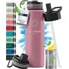 BeMaxx Bottiglia Acqua Termica INOX ACTIVE FLASK + Cannuccia (3 Tappi), Senza BPA, 1l/500ml | Borraccia Isotermica Acciaio - Caldo/Freddo, Ufficio Outdoor Sport Bicicletta viaggio fitness, Caffe Te
