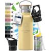 BeMaxx Bottiglia Acqua Termica INOX ACTIVE FLASK + Cannuccia (3 Tappi), Senza BPA, 1l/500ml | Borraccia Isotermica Acciaio - Caldo/Freddo, Ufficio Outdoor Sport Bicicletta viaggio fitness, Caffe Te