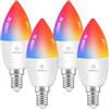 ANTELA Lampadina Alexa E14 Wifi, Dimmerabile Lampadina Smart 4,5W 385Lm 40W equivalente, RGBW bianco freddo caldo, compatibile con Alexa/Google Home, 4 pezzi