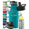 BeMaxx Bottiglia Acqua Termica INOX ACTIVE FLASK + Cannuccia (3 Tappi), Senza BPA, 1l/500ml | Borraccia Isotermica Acciaio - Caldo/Freddo, Ufficio Outdoor Sport Bicicletta viaggio fitness, Caffe Te