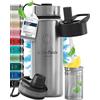 BeMaxx Bottiglia Acqua Termica INOX ACTIVE FLASK + Cannuccia (3 Tappi), Senza BPA, 1l/500ml | Borraccia Isotermica Acciaio - Caldo/Freddo, Ufficio Outdoor Sport Bicicletta viaggio fitness, Caffe Te