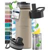 BeMaxx Bottiglia Acqua Termica INOX ACTIVE FLASK + Cannuccia (3 Tappi), Senza BPA, 1l/500ml | Borraccia Isotermica Acciaio - Caldo/Freddo, Ufficio Outdoor Sport Bicicletta viaggio fitness, Caffe Te