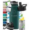BeMaxx Bottiglia Acqua Termica INOX ACTIVE FLASK + Cannuccia (3 Tappi), Senza BPA, 1l/500ml | Borraccia Isotermica Acciaio - Caldo/Freddo, Ufficio Outdoor Sport Bicicletta viaggio fitness, Caffe Te