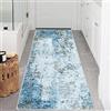 JURLEA Tappeto per corridoio Tappeto antiscivolo per corridoi cucina e soggiorno Non perde è lavabile e leggero (60 x 300 cm, Crema/Blu)