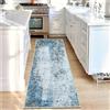 JURLEA Tappeto per corridoio Tappeto antiscivolo per corridoi cucina e soggiorno Non perde è lavabile e leggero (60 x 180 cm, Crema/Blu)