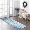 JURLEA Tappeto per corridoio Tappeto antiscivolo per corridoi cucina e soggiorno Non perde è lavabile e leggero (60 x 240 cm, Crema/Blu)