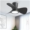 Ateroll Ventilatore da Soffitto con Luce, Ø61cm, Dimmerabile 3CCT (3000K-4000K-5000K), 1500LM Con Telecomando, 4 Velocità, Timer, Adatto per Soggiorno, Cucina, Camera da Letto (Nero)