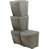 IMJ-Global Set di 4 bidoni cestini SortiBox impilabili raccolta differenziata in plastica 100 litri (4x25L) da riciclaggio Grigio pattumiera per interni casa da cucina