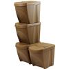IMJ-Global Set di 4 bidoni cestini SortiBox impilabili raccolta differenziata in plastica ECO con 33% legno 100 litri (4x25L) da riciclaggio Natura marrone pattumiera per interni casa da cucina