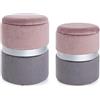 KONTE.DESIGN Set di 2 Pouf contenitore POLINA in velluto Rosa-Grigio
