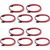 BLASHRD 10 Pezzi 50CM SATA 3.0 III SATA3 7Pin Dati Cavi SSD 6Gb / S Dati Disco Rigido HDD con Versione Premium con Manicotto in Nylon(Rosso)