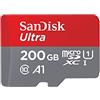SanDisk Ultra 200 GB microSDXC Memory Card + SD Adapter with A1 App Performance Up to 120 MB/s, Class 10, U1, Red/Grey SDSQUA4-200G-GN6MA