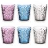 KORAT Set 6 Bicchieri Acqua e Calici Vino Colorati in Plastica Resistente Stile Vintage Bicchieri Decorati Rosa Blu Trasparente Eleganti per Tavola, Casa, Lavabili in Lavastoviglie (Bicchieri Wieky)