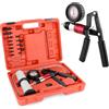 QWORK® Kit di spurgo Freni con Pompa a Vuoto, manometro e e adattatori universali - per Auto, Camion e Moto