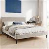 Home Collective Letto 160x200cm, 140x200cm, letto imbottito con rete a doghe, letto matrimoniale con rivestimento in morbido velluto e testiera imbottita, struttura robusta, elevato comfort Beige 160x200cm