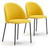 VS Venta-stock Set di 2 sedie per tavola da pranzo Kenia rivestite in tela Senape, certificazione SGS, 43 cm (Larghezza) x 47 cm (Profondità) x 78,5 cm (Altezza)