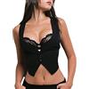 DELIMALI Gilet da donna Steampunk Nero Racerback anni '50 Halter V-Neck Vest senza maniche Button Down Smoking Suit Gilet, #1 B-nero, S