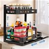VINATO Organizer Sottolavello Cucina, 2 Livelli Organizzatore Estraibile, Lavandino Regolabile in Altezza Scaffale Carrello, Porta Detersivi Salvaspazio sotto Lavello Per Bagno/Dispensa, Nero
