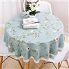 Harrumph Tovaglie Rotonde 180cm Blu Tovaglia Di Lino Di Cotone Verde 丨 Tovaglia Per L'arredamento All'aperto In Cucina [Bordo in pizzo]