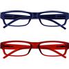 OPULIZE Occhiali Da Lettura Blu Scuro Rosso Leggero Lettori Valore 2 Pacco Uomo Donna RR32-3Z +1,00