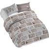 PENSIERI DELICATI Parure Copripiumino Matrimoniale 100% Cotone, Completo di Sacco 250x200cm e 2 Federe 52x82cm, Made in Italy, Copripiumino Lavabile In Lavatrice A 40°, Fantasia Shabby in Love Beige