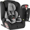tectake® Seggiolino Auto Bambini i-Size, Omologato ECE R129, Cintura a 5 Punti, Seggiolino Auto ISOFIX e Top Tether, Poggiatesta Bimbi Regolabile a 8 Livelli - GrigioScuro/Nero