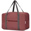Narwey Bagaglio a Mano 40x20x25 Ryanair Borsone da Viaggio Pieghevole Borsa da Cabina Aereo Borsa Palestra Borsa Weekend (Vino Rosso)
