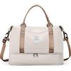 SEAFEW Borsone da Viaggio Donna, 40x20x25 Ryanair Bagaglio a Mano Borsa da Viaggio con Scomparto per le Scarpe, Borsa Sportiva Borsone da Palestra Grande, Borsa da Weekend,M-Beige marrone