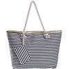 DonDon Borsa da spiaggia grande con cerniera 58 x 38 x 18 cm shopper stile marino con strisce bianche e nere