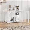 Hzuaneri 100cm Gabbia per Cani, Tavolo Supplemento, Cuccia Moderna per Cani Interno, Kennel cane Medio, Casetta per Animali, 3 porte, Porta ad arco, 100 x 60 x 63 cm, Bianco DFC84113W