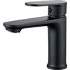 BELZ Rubinetto Lavandino Bagno Monocomando, Miscelatore Moderno per Lavabo, Rubinetto da Bagno Elegante, Facile Installazione (Nero)