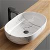 Planetmöbel Aquil Deluxe Lavabo quadrato | Lavabo da appoggio per bagno e WC degli ospiti | Lavabo a mano senza foro per rubinetto e troppopieno | Marmo bianco, 60 x 40 x 15 cm