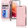 TECHGEAR Custodia in Pelle Galaxy S23, Cover Libro Protettiva con Slot per Schede, Supporto e Cinturino da Polso - Pelle Sintetica per Samsung Galaxy S23 5G Cover Portafoglio (Rosa)