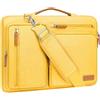 MOSISO 17,3 Pollici Borsa Tracolla Laptop, 17-17,3 Pollici Custodia Computer Compatibile con Dell, HP, Lenovo, Asus, Acer, Alienware,Lato Open Borse Messenger&4 Cerniera Tasche&Handle, Giallo