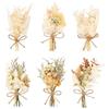 CVFRTT Fiori secchi, 6 mazzi, fiori misti, interno, marrone chiaro, grigio
