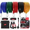 BeMaxx Set di fasce di resistenza + piano allenamenti - Kit elastici: 5 bande elastiche da tessuto, maniglie, cinghie per caviglie + ancoraggio, gancio da porta | Tubi fitness palestra sport stretching