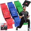 BeMaxx Fasce Elastiche Fitness Set di 3 / Lunghi 2 Metri Bande Resistenza + eBook di Esercizio e Borsa | Sport Boxe Pilates, Glutei Trazioni Palestra Casa Sportiva Kit, Leggero Medio Forti
