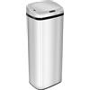 HOMCOM Pattumiera ad Apertura Automatica con Sensore a Infrarossi, in Acciaio Inox, 50L, Colore: Argento