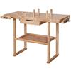 tectake® Banco da Lavoro In Legno, Tavolo da Lavoro con Cassetto, Ripiano e Ganci Utensili, Banco da Falegname per Officina e Garage, 117 x 47,5 x 83 cm - Marrone
