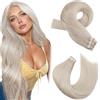 Moresoo Extension Biadesive Capelli Veri 60cm Setosi #60A 50g 20pz | Per Donne, Morbidi Al Tatto, Facile Manutenzione, Ideale Per Cerimonie, Confortevole Da Indossare