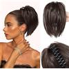 colorful panda Colorfulpanda Corta Coda Capelli Extension dritta con Pinza,Capelli Chignon Finto Lisci Ponytail Claw in Hair Sintetici Coda di Cavallo e Disordinato Pelo arruffato per Donna 28cm,marrone scuro
