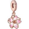 Feitery - Rose charm compatibile con i bracciali Pandora, gioielli per l'estate, vetro Murano, per donna, Zirconia cubica