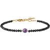 COAI Bracciale Fine da Donna con Perline Sfaccettate di Tormalina Nera e Ametista, Bracciale di Tormalina Nera da Donna Fino
