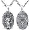 Eusense 925 Collana Pentagramma in Argento Sterling Collana Dea Tripla Luna Ciondolo Ecate Ciondolo Sole e Luna Gioielli Regali Amuleto Spirituale Talismano Pagano Wiccano per Uomini Donne