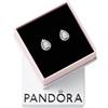 PANDORA Timeless Orecchini a bottone in argento Sterling con zirconia cubica trasparente, Borchie A Goccia